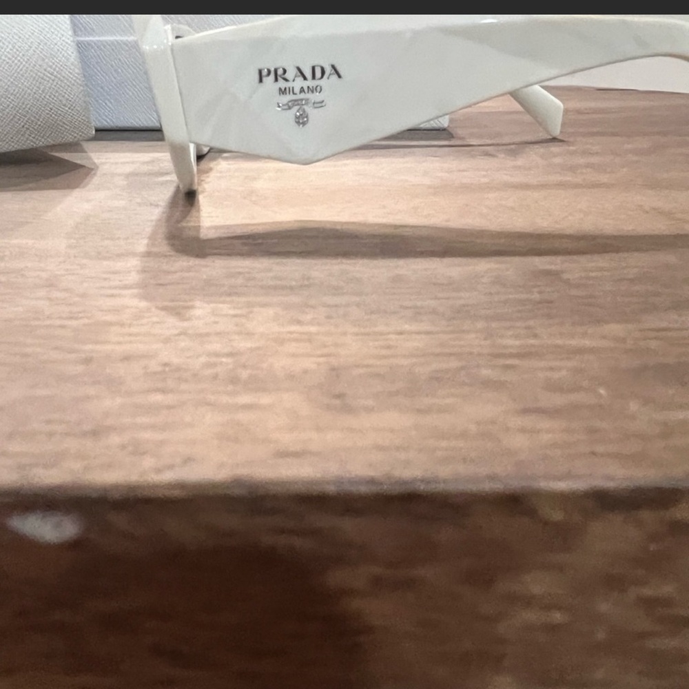 White Prada Rectangle Sunglasses - image 4